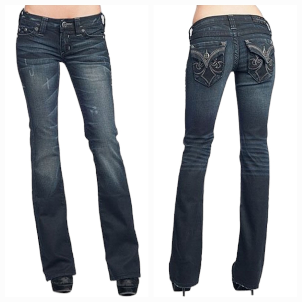 Y2K Rare Affliction Black Premium Jade Bootcut Jeans Distressed Cyber Grunge